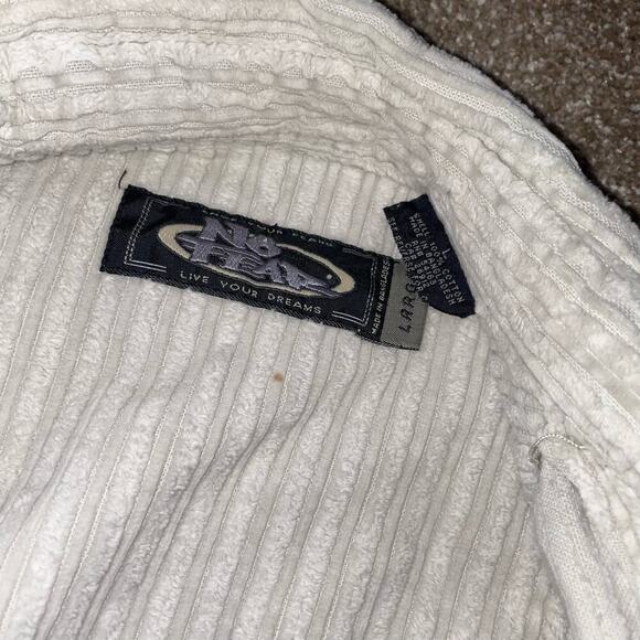 NO FEAR Y2K shirt button up/down ribbed textured men's white SZ LG 90's top - Picture 7 of 7